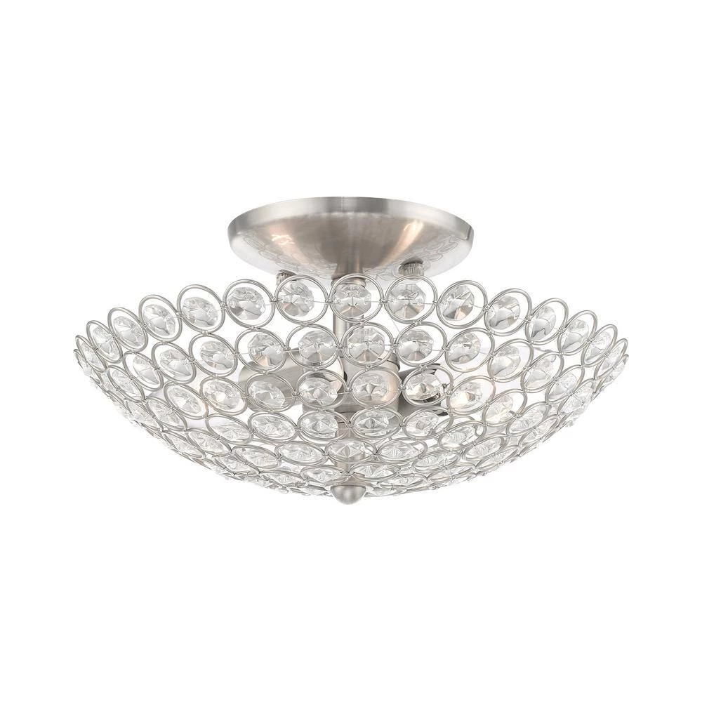 Cassandra 2 Light Brushed Nickel Semi Flush Mount by Livex Lighting 9 Cassandra 2 Light Brushed Nickel Semi Flush Mount by Livex Lighting - Image 9