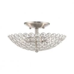 Cassandra 2 Light Brushed Nickel Semi Flush Mount by Livex Lighting