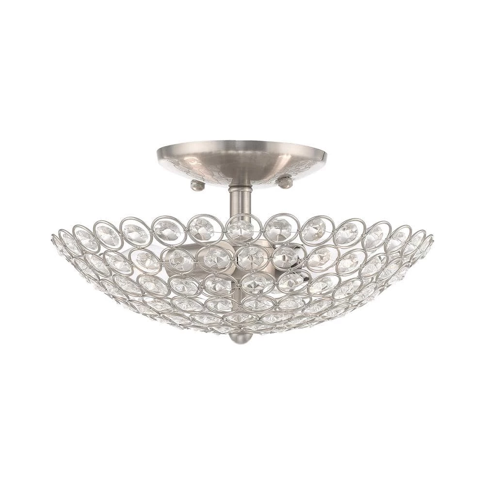 Cassandra 2 Light Brushed Nickel Semi Flush Mount by Livex Lighting 1 Cassandra 2 Light Brushed Nickel Semi Flush Mount by Livex Lighting