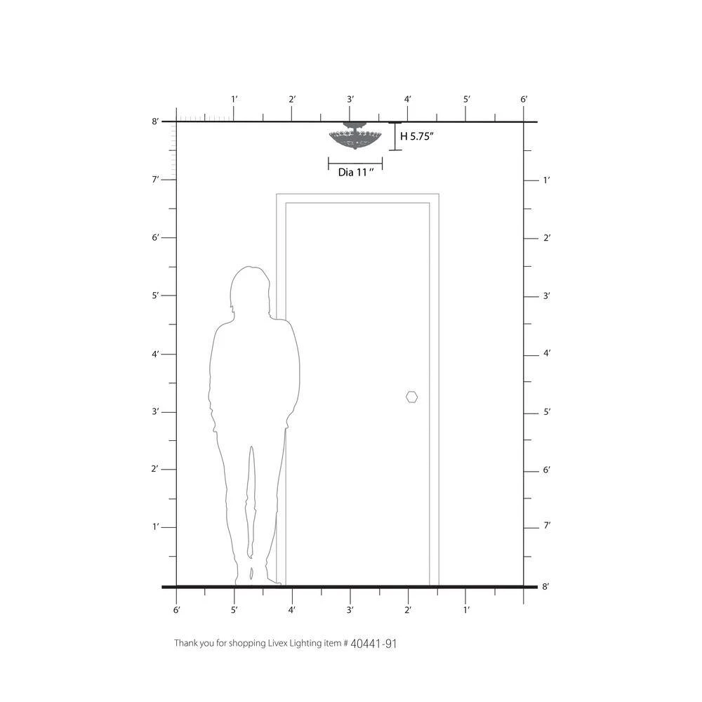 Cassandra 2 Light Brushed Nickel Semi Flush Mount by Livex Lighting 6 Cassandra 2 Light Brushed Nickel Semi Flush Mount by Livex Lighting - Image 6