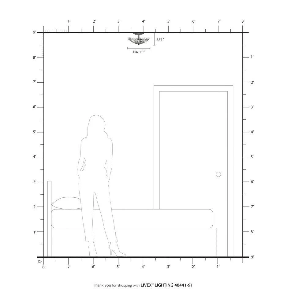 Cassandra 2 Light Brushed Nickel Semi Flush Mount by Livex Lighting 7 Cassandra 2 Light Brushed Nickel Semi Flush Mount by Livex Lighting - Image 7