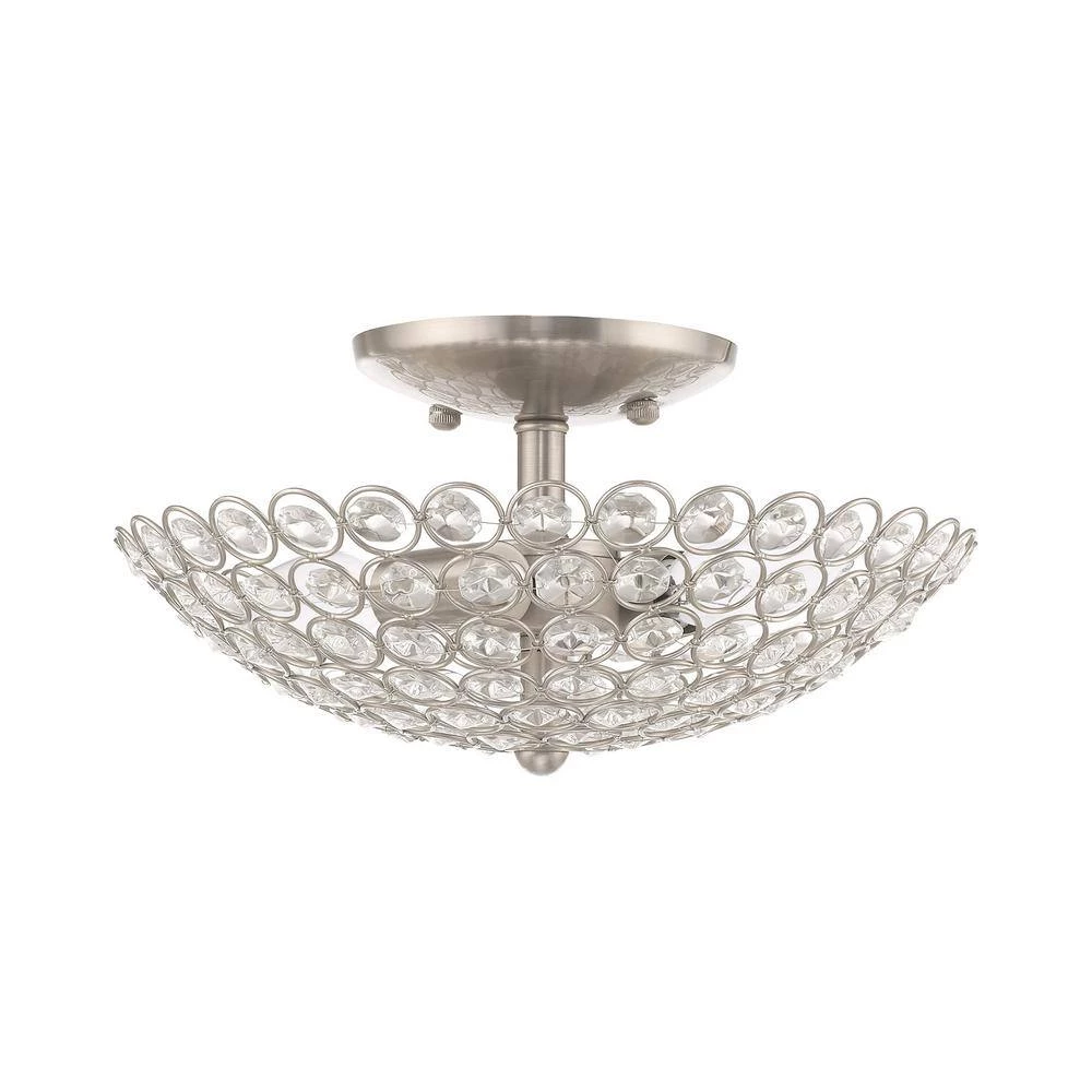 Cassandra 2 Light Brushed Nickel Semi Flush Mount by Livex Lighting 8 Cassandra 2 Light Brushed Nickel Semi Flush Mount by Livex Lighting - Image 8