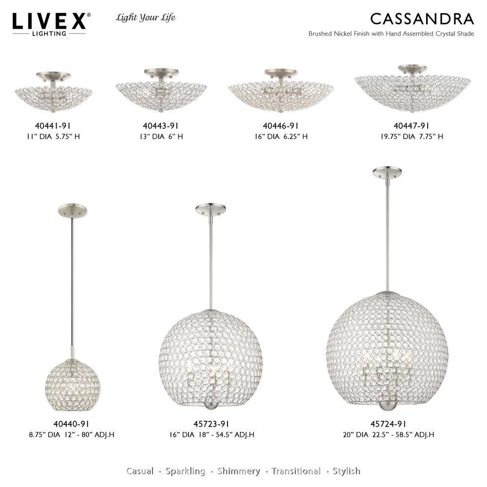 Cassandra 2 Light Brushed Nickel Semi Flush Mount by Livex Lighting 11 Cassandra 2 Light Brushed Nickel Semi Flush Mount by Livex Lighting - Image 11