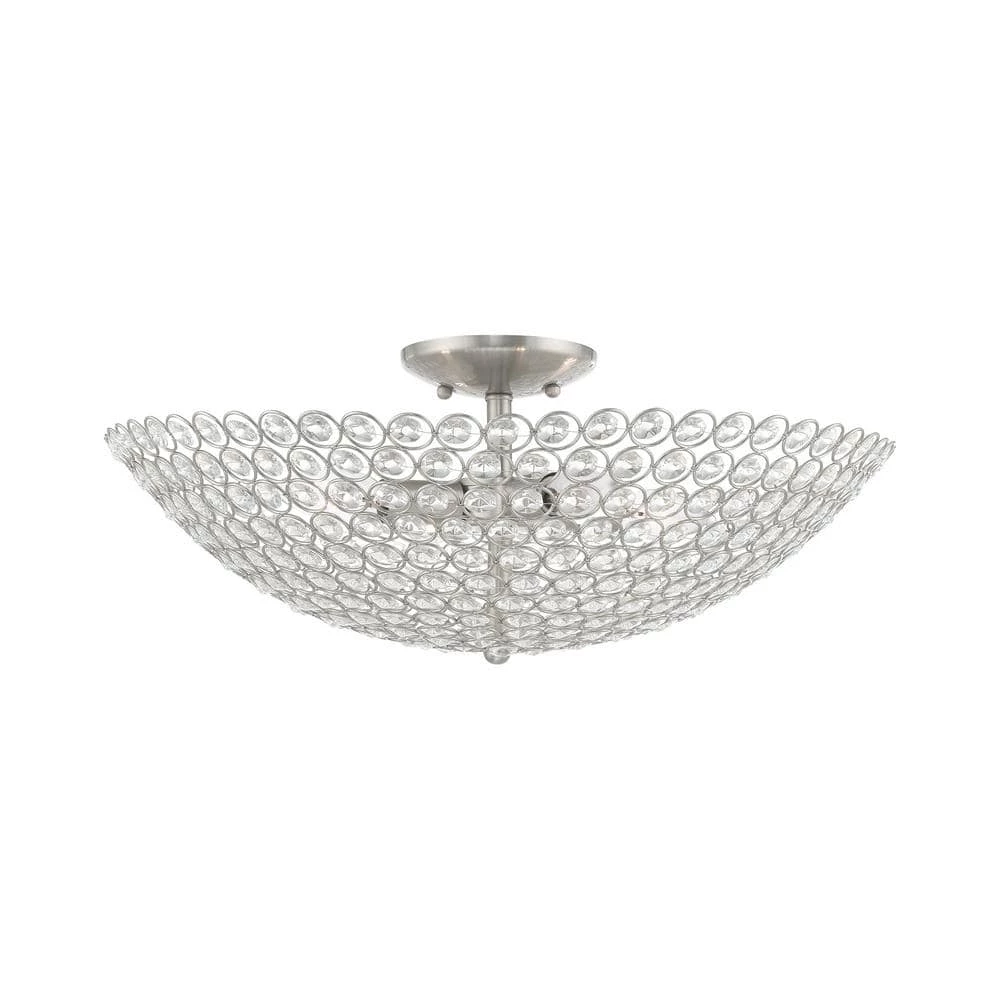 Cassandra 4 Light Brushed Nickel Semi Flush Mount by Livex Lighting 1 Cassandra 4 Light Brushed Nickel Semi Flush Mount by Livex Lighting