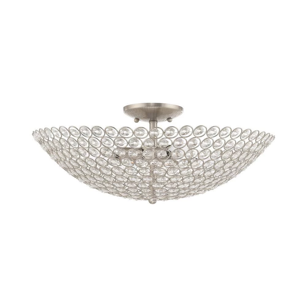 Cassandra 4 Light Brushed Nickel Semi Flush Mount by Livex Lighting 8 Cassandra 4 Light Brushed Nickel Semi Flush Mount by Livex Lighting - Image 8