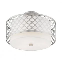 Arabesque 15.25 in. 3-Light Brushed Nickel Semi-Flush Mount Light by Livex Lighting -Livex Lighting shop brushed nickel livex lighting flush mount lights 41108 91 1f 1000