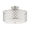Arabesque 15.25 in. 3-Light Brushed Nickel Semi-Flush Mount Light by Livex Lighting