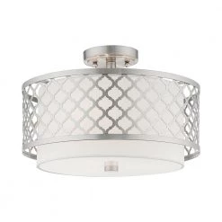 Arabesque 15.25 in. 3-Light Brushed Nickel Semi-Flush Mount Light by Livex Lighting
