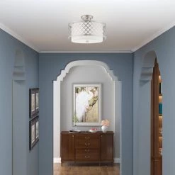 Arabesque 15.25 in. 3-Light Brushed Nickel Semi-Flush Mount Light by Livex Lighting -Livex Lighting shop brushed nickel livex lighting flush mount lights 41108 91 a0 1000