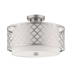 Arabesque 15.25 in. 3-Light Brushed Nickel Semi-Flush Mount Light by Livex Lighting -Livex Lighting shop brushed nickel livex lighting flush mount lights 41108 91 c3 1000