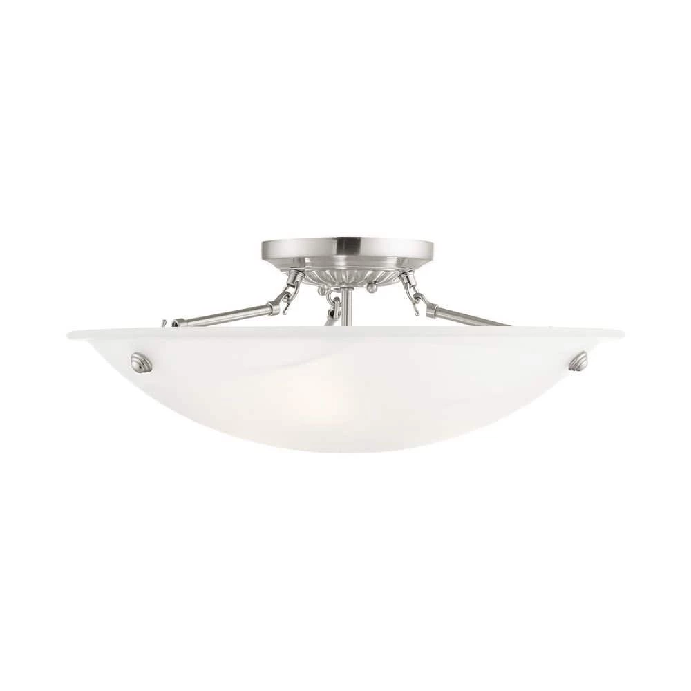 Oasis 3 Light Brushed Nickel Flush Mount by Livex Lighting 1 Oasis 3 Light Brushed Nickel Flush Mount by Livex Lighting