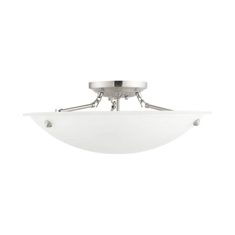 Oasis 3 Light Brushed Nickel Flush Mount by Livex Lighting 6 Oasis 3 Light Brushed Nickel Flush Mount by Livex Lighting - Image 6