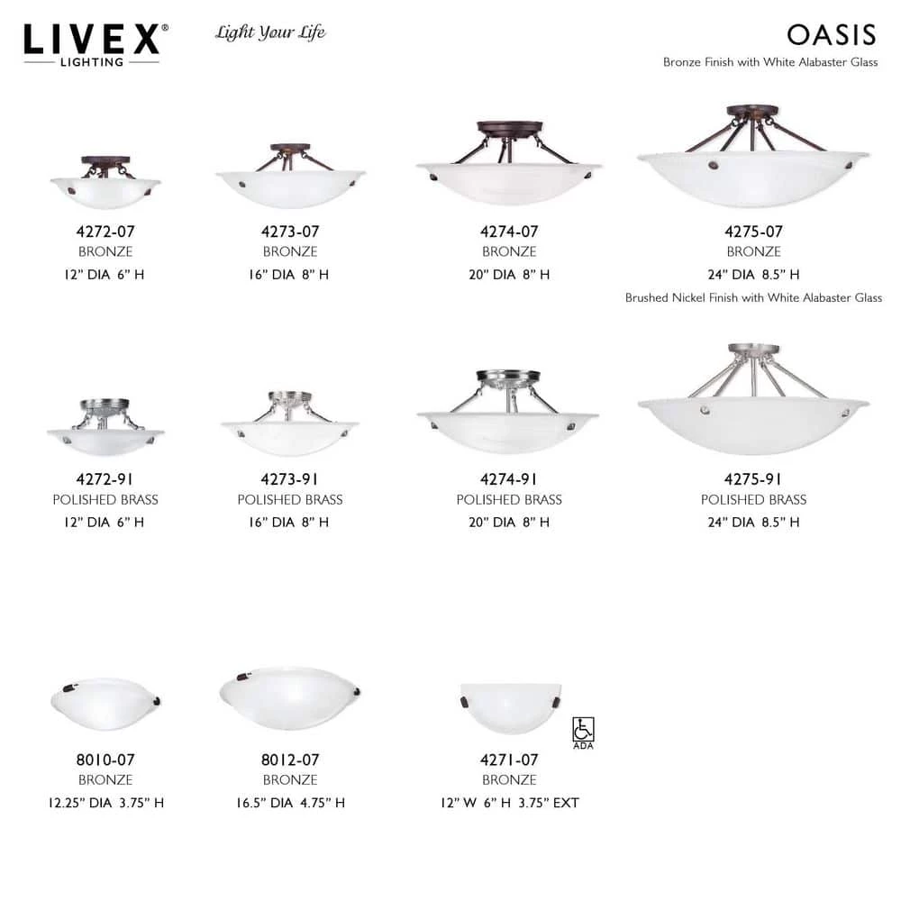 Oasis 4 Light Brushed Nickel Flush Mount by Livex Lighting 10 Oasis 4 Light Brushed Nickel Flush Mount by Livex Lighting - Image 10