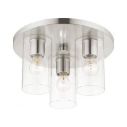 Zurich 3 Light Brushed Nickel Flush Mount by Livex Lighting -Livex Lighting shop brushed nickel livex lighting flush mount lights 45472 91 1f 1000