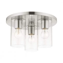 Zurich 3 Light Brushed Nickel Flush Mount by Livex Lighting