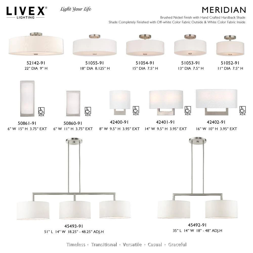 Meridian 6 Light Brushed Nickel Semi Flush Mount by Livex Lighting 12 Meridian 6 Light Brushed Nickel Semi Flush Mount by Livex Lighting - Image 12