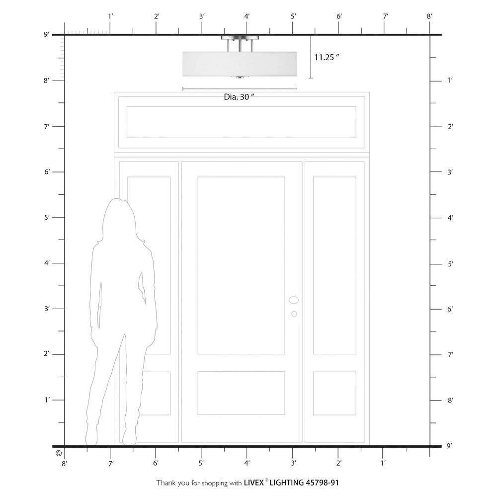 Meridian 6 Light Brushed Nickel Semi Flush Mount by Livex Lighting 4 Meridian 6 Light Brushed Nickel Semi Flush Mount by Livex Lighting - Image 4