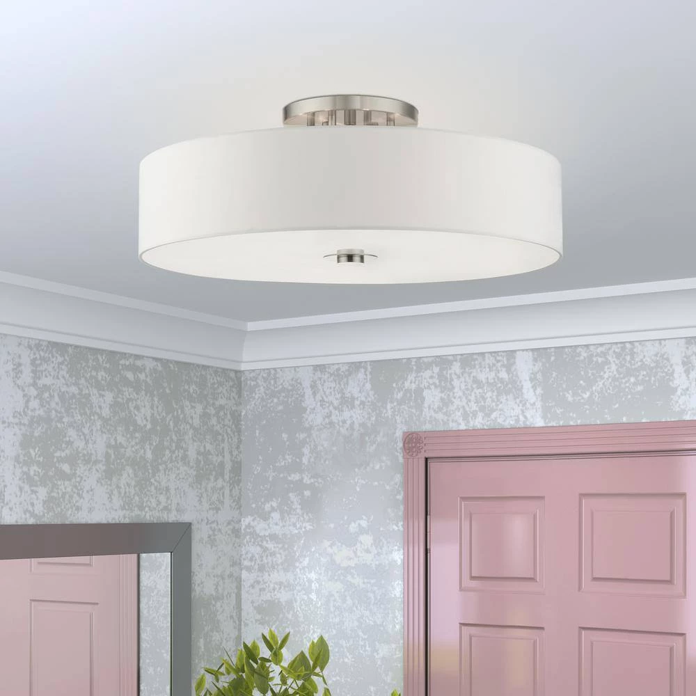Meridian 6 Light Brushed Nickel Semi Flush Mount by Livex Lighting 2 Meridian 6 Light Brushed Nickel Semi Flush Mount by Livex Lighting - Image 2