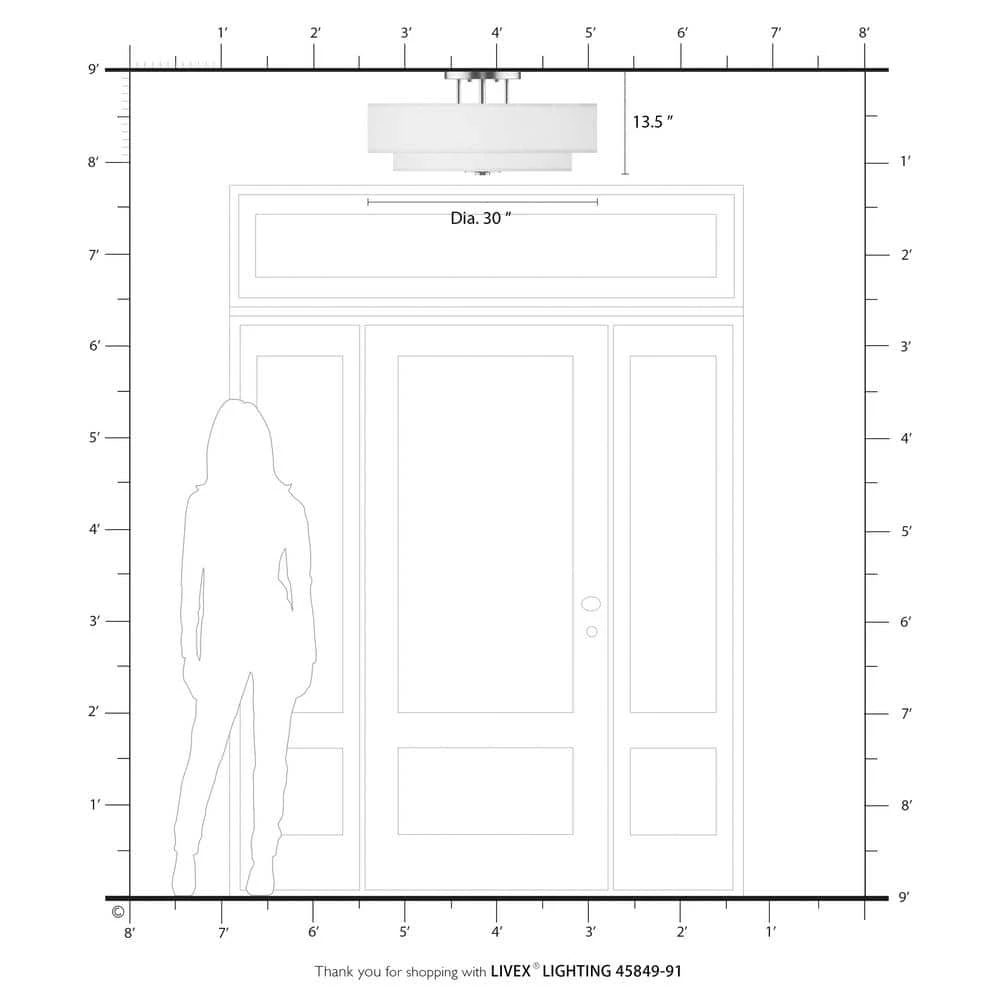 Meridian 6 Light Brushed Nickel Semi Flush Mount by Livex Lighting 4 Meridian 6 Light Brushed Nickel Semi Flush Mount by Livex Lighting - Image 4