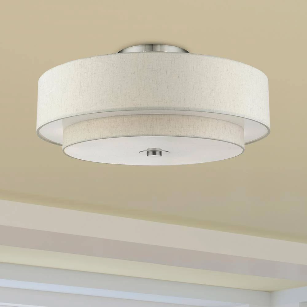Meridian 6 Light Brushed Nickel Semi Flush Mount by Livex Lighting 2 Meridian 6 Light Brushed Nickel Semi Flush Mount by Livex Lighting - Image 2
