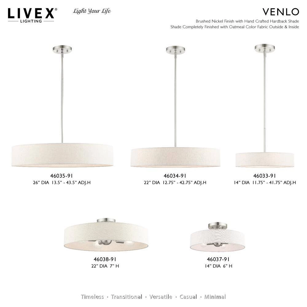 Venlo 4 Light Brushed Nickel Semi Flush Mount by Livex Lighting 10 Venlo 4 Light Brushed Nickel Semi Flush Mount by Livex Lighting - Image 10