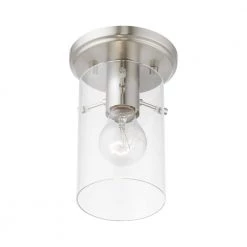Munich 5 in. 1-Light Brushed Nickel Semi-Flush Mount with Clear Glass by Livex Lighting 17 Munich 5 in. 1-Light Brushed Nickel Semi-Flush Mount with Clear Glass by Livex Lighting -Livex Lighting shop brushed nickel livex lighting flush mount lights 46150 91 1f 1000