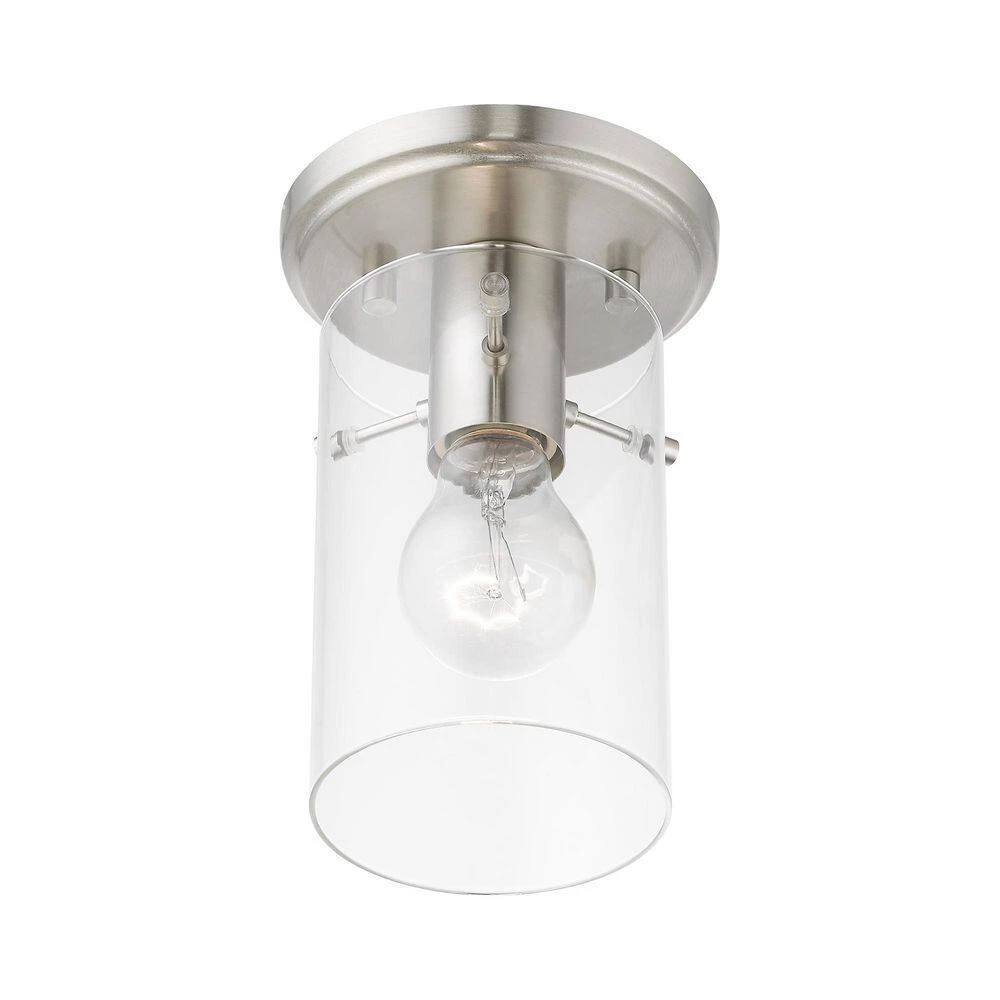 Munich 5 in. 1-Light Brushed Nickel Semi-Flush Mount with Clear Glass by Livex Lighting 8 Munich 5 in. 1-Light Brushed Nickel Semi-Flush Mount with Clear Glass by Livex Lighting - Image 8