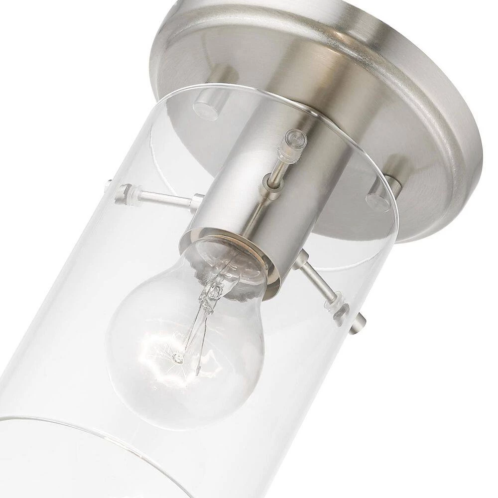 Munich 5 in. 1-Light Brushed Nickel Semi-Flush Mount with Clear Glass by Livex Lighting 9 Munich 5 in. 1-Light Brushed Nickel Semi-Flush Mount with Clear Glass by Livex Lighting - Image 9