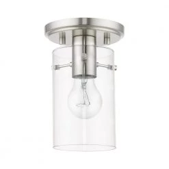 Munich 5 in. 1-Light Brushed Nickel Semi-Flush Mount with Clear Glass by Livex Lighting 15 Munich 5 in. 1-Light Brushed Nickel Semi-Flush Mount with Clear Glass by Livex Lighting -Livex Lighting shop brushed nickel livex lighting flush mount lights 46150 91 c3 1000