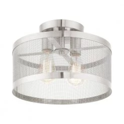 Industro 2 Light Brushed Nickel Semi Flush Mount by Livex Lighting -Livex Lighting shop brushed nickel livex lighting flush mount lights 46217 91 1f 1000