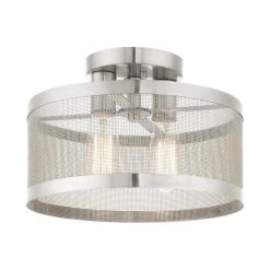 Industro 2 Light Brushed Nickel Semi Flush Mount by Livex Lighting