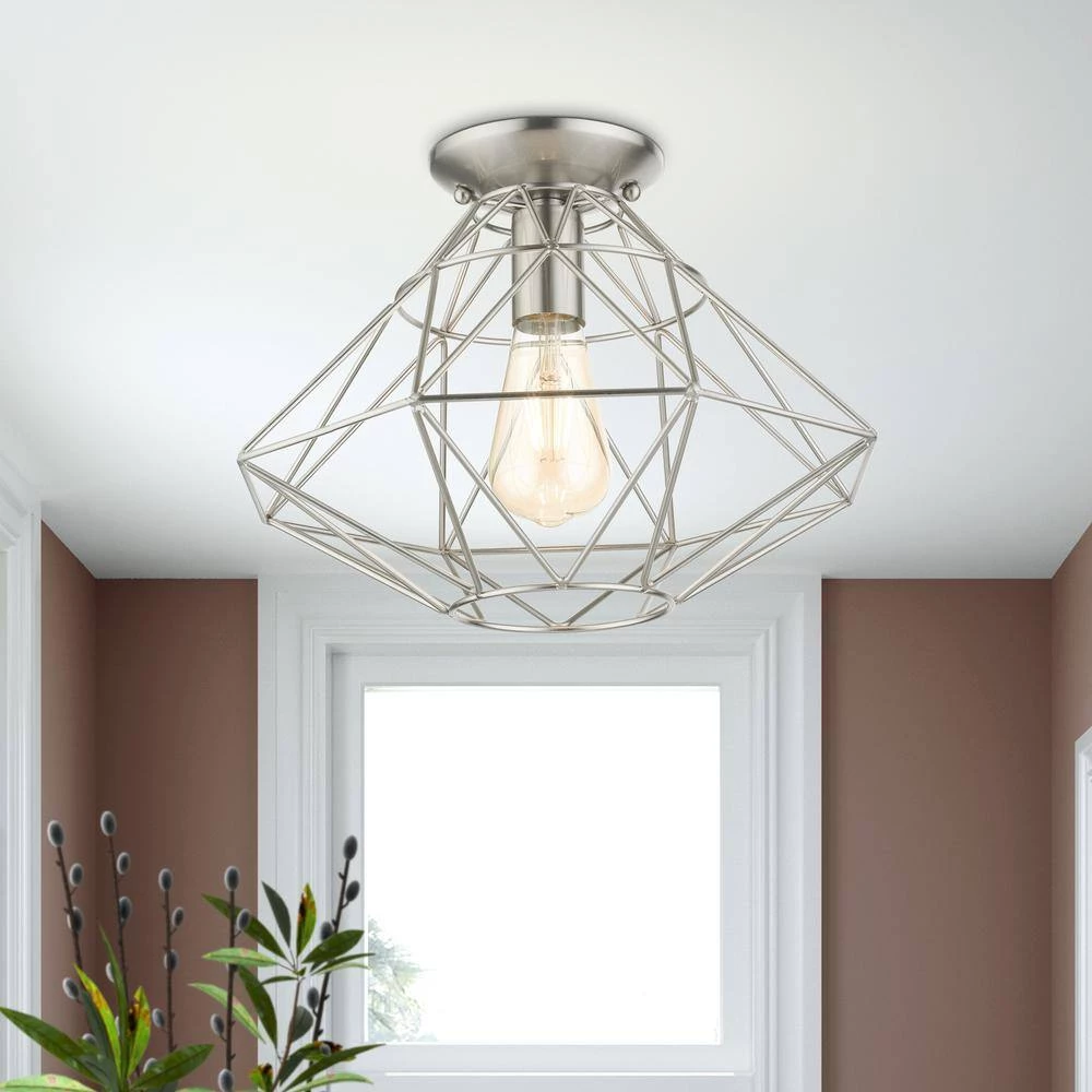 Geometric 1 Light Brushed Nickel Flush Mount by Livex Lighting 3 Geometric 1 Light Brushed Nickel Flush Mount by Livex Lighting - Image 3