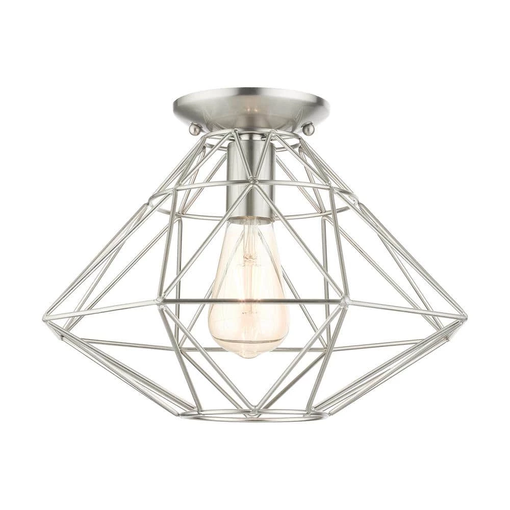 Geometric 1 Light Brushed Nickel Flush Mount by Livex Lighting 1 Geometric 1 Light Brushed Nickel Flush Mount by Livex Lighting