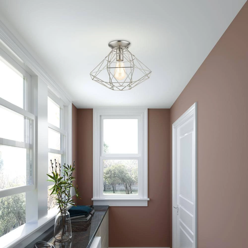 Geometric 1 Light Brushed Nickel Flush Mount by Livex Lighting 4 Geometric 1 Light Brushed Nickel Flush Mount by Livex Lighting - Image 4