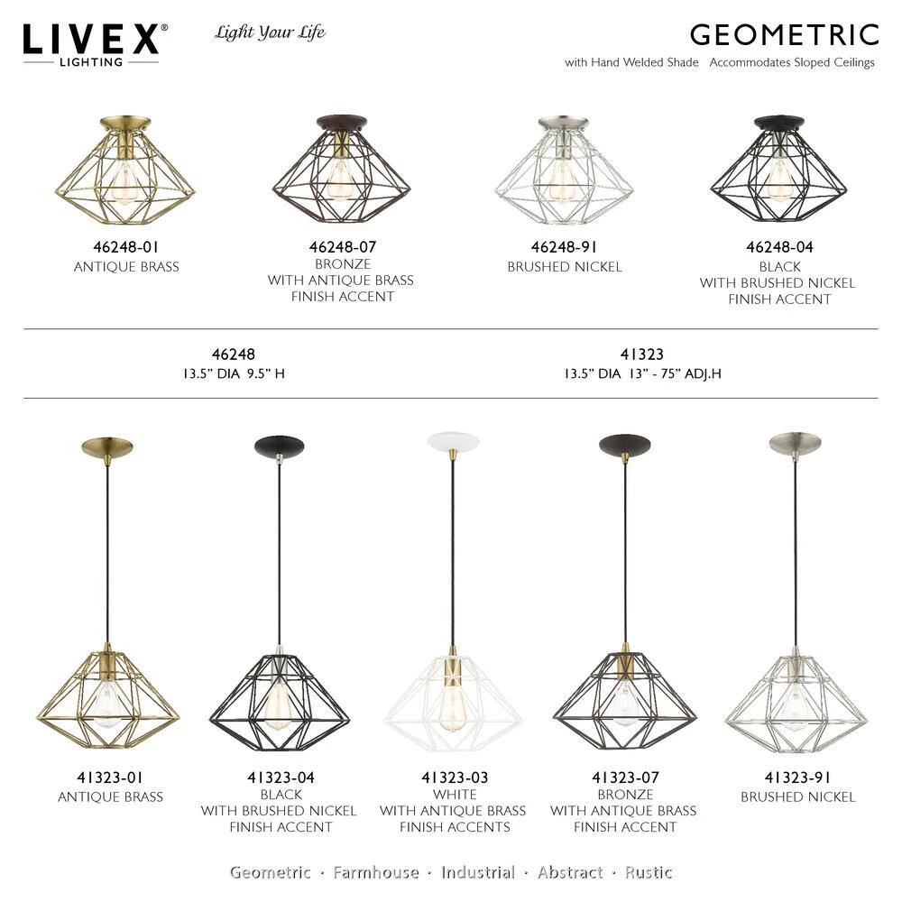 Geometric 1 Light Brushed Nickel Flush Mount by Livex Lighting 12 Geometric 1 Light Brushed Nickel Flush Mount by Livex Lighting - Image 12