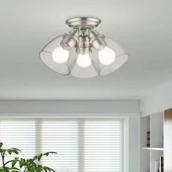 Montgomery 3 Light Brushed Nickel Flush Mount by Livex Lighting -Livex Lighting shop brushed nickel livex lighting flush mount lights 46339 91 40 1000