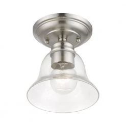 Moreland 6.25 in. 1-Light Brushed Nickel Semi-Flush Mount with Clear Glass by Livex Lighting -Livex Lighting shop brushed nickel livex lighting flush mount lights 46481 91 1f 1000