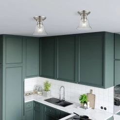 Moreland 6.25 in. 1-Light Brushed Nickel Semi-Flush Mount with Clear Glass by Livex Lighting -Livex Lighting shop brushed nickel livex lighting flush mount lights 46481 91 44 1000