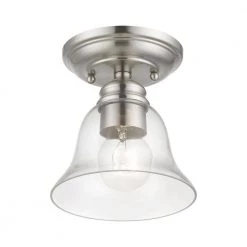 Moreland 6.25 in. 1-Light Brushed Nickel Semi-Flush Mount with Clear Glass by Livex Lighting -Livex Lighting shop brushed nickel livex lighting flush mount lights 46481 91 4f 1000