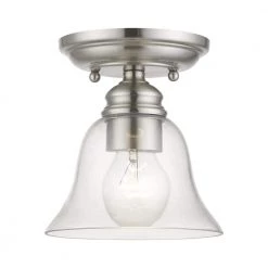 Moreland 6.25 in. 1-Light Brushed Nickel Semi-Flush Mount with Clear Glass by Livex Lighting