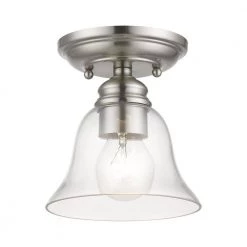 Moreland 6.25 in. 1-Light Brushed Nickel Semi-Flush Mount with Clear Glass by Livex Lighting -Livex Lighting shop brushed nickel livex lighting flush mount lights 46481 91 c3 1000