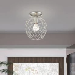Geometrix 1 Light Brushed Nickel Flush Mount by Livex Lighting -Livex Lighting shop brushed nickel livex lighting flush mount lights 46598 91 40 1000