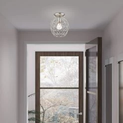 Geometrix 1 Light Brushed Nickel Flush Mount by Livex Lighting -Livex Lighting shop brushed nickel livex lighting flush mount lights 46598 91 a0 1000