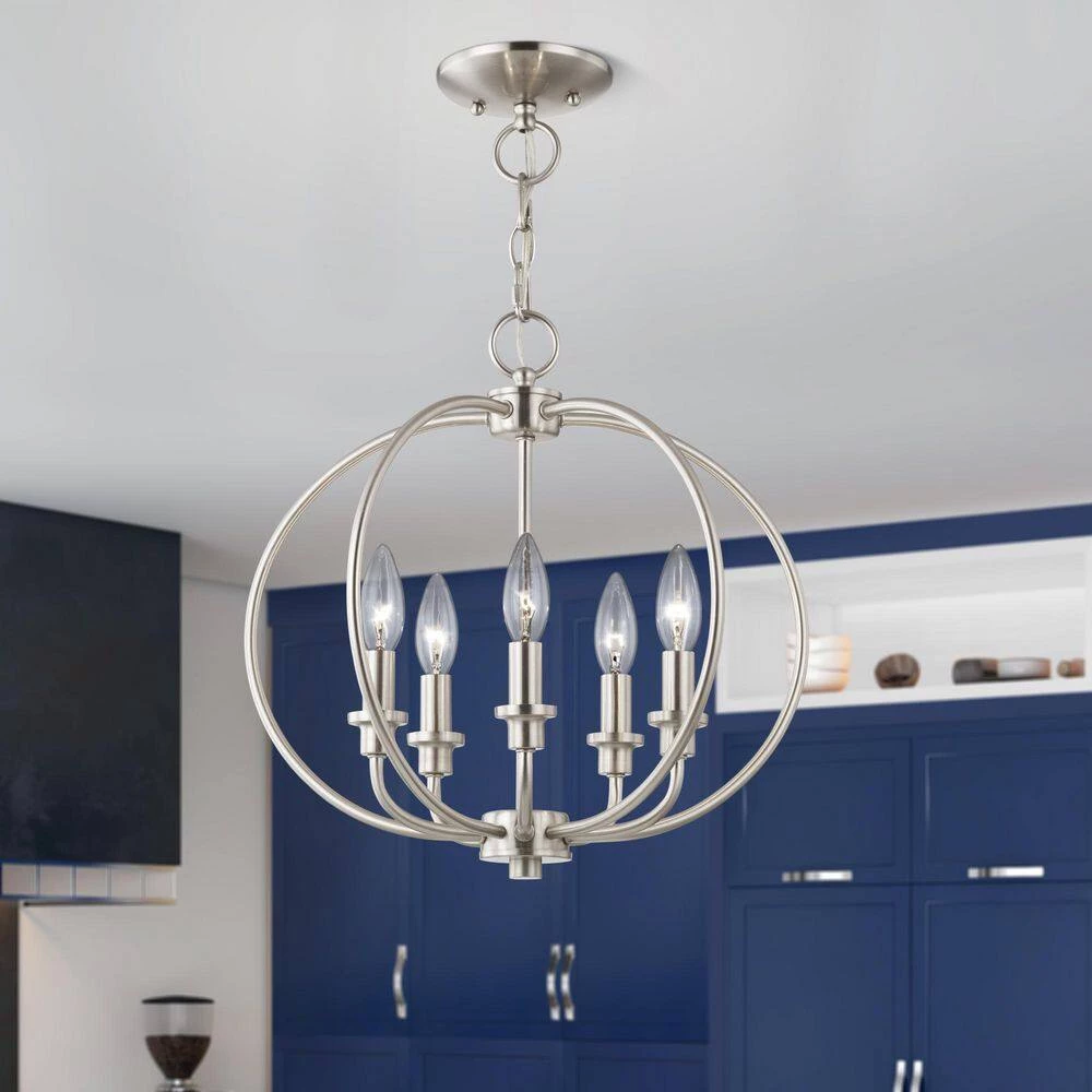 Milania 5 Light Brushed Nickel Convertible Mini Chandelier/Semi Flush Mount by Livex Lighting 5 Milania 5 Light Brushed Nickel Convertible Mini Chandelier/Semi Flush Mount by Livex Lighting - Image 5
