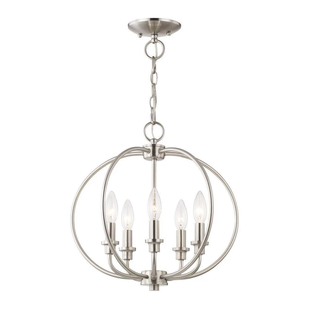 Milania 5 Light Brushed Nickel Convertible Mini Chandelier/Semi Flush Mount by Livex Lighting 9 Milania 5 Light Brushed Nickel Convertible Mini Chandelier/Semi Flush Mount by Livex Lighting - Image 9