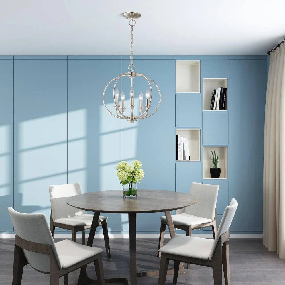 Milania 5 Light Brushed Nickel Convertible Mini Chandelier/Semi Flush Mount by Livex Lighting 3 Milania 5 Light Brushed Nickel Convertible Mini Chandelier/Semi Flush Mount by Livex Lighting - Image 3