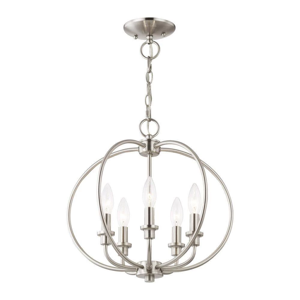 Milania 5 Light Brushed Nickel Convertible Mini Chandelier/Semi Flush Mount by Livex Lighting 10 Milania 5 Light Brushed Nickel Convertible Mini Chandelier/Semi Flush Mount by Livex Lighting - Image 10