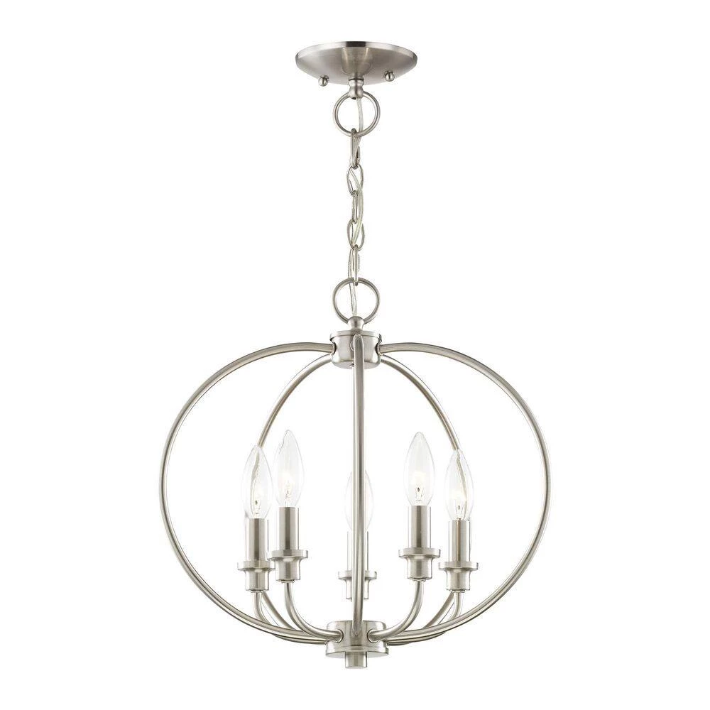 Milania 5 Light Brushed Nickel Convertible Mini Chandelier/Semi Flush Mount by Livex Lighting 8 Milania 5 Light Brushed Nickel Convertible Mini Chandelier/Semi Flush Mount by Livex Lighting - Image 8
