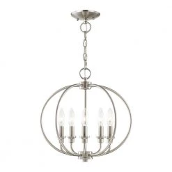 Milania 5 Light Brushed Nickel Convertible Mini Chandelier/Semi Flush Mount by Livex Lighting