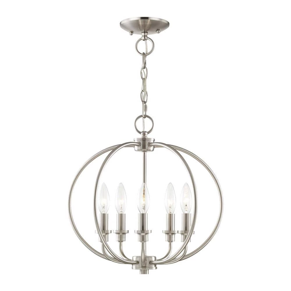Milania 5 Light Brushed Nickel Convertible Mini Chandelier/Semi Flush Mount by Livex Lighting 1 Milania 5 Light Brushed Nickel Convertible Mini Chandelier/Semi Flush Mount by Livex Lighting